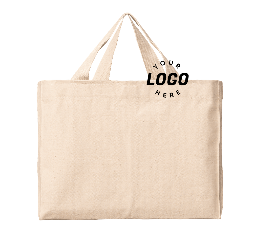 バッグ LOGO CANVAS TOTE BAG / NATURAL Custom Bayside USA-Made Medium Gusseted 100% Cotton Canvas