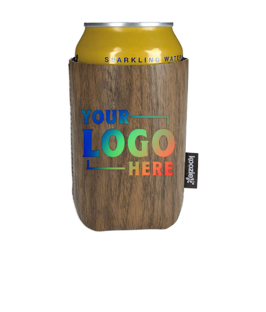 Full Color Koozie® Wood Grain Collapsible Can Cooler in Walnut