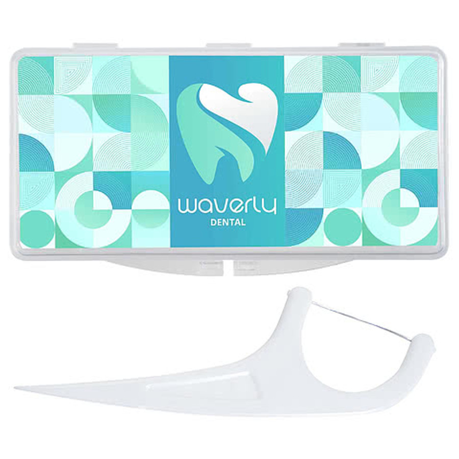 Full Color 10-Pack Dental Floss Picks in White