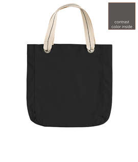 Port Authority Garment Washed Cotton Canvas Contrast Tote Bag - Color: Black