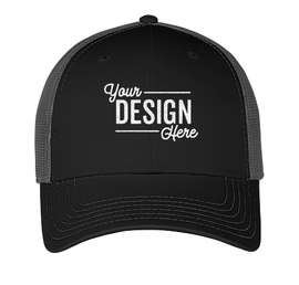 Otto Cap Low Profile Two-Tone Trucker Hat - Color: Black / Black / Charcoal Gray