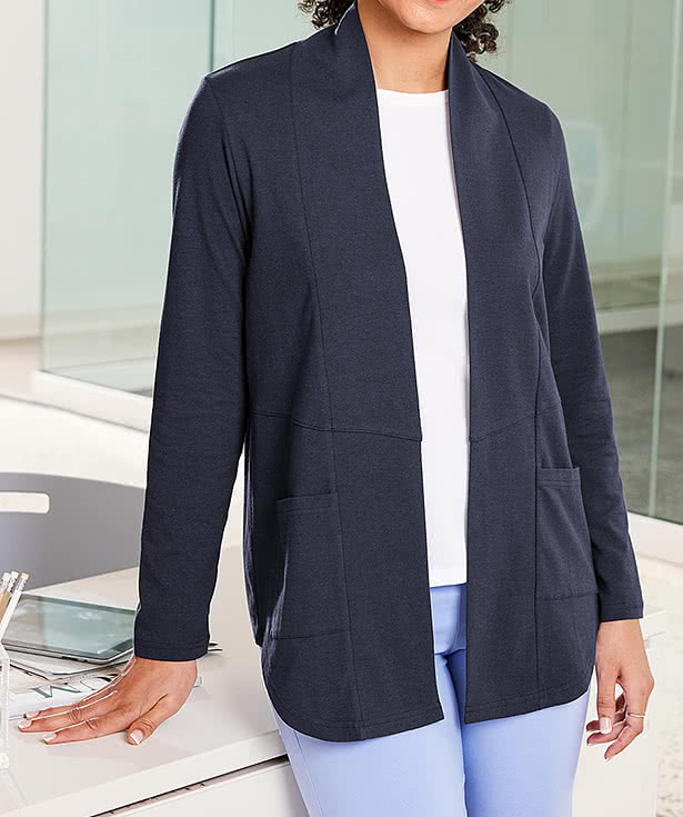 Devon & Jones Women's Raleigh Stretch Open Cardigan - Embroidered