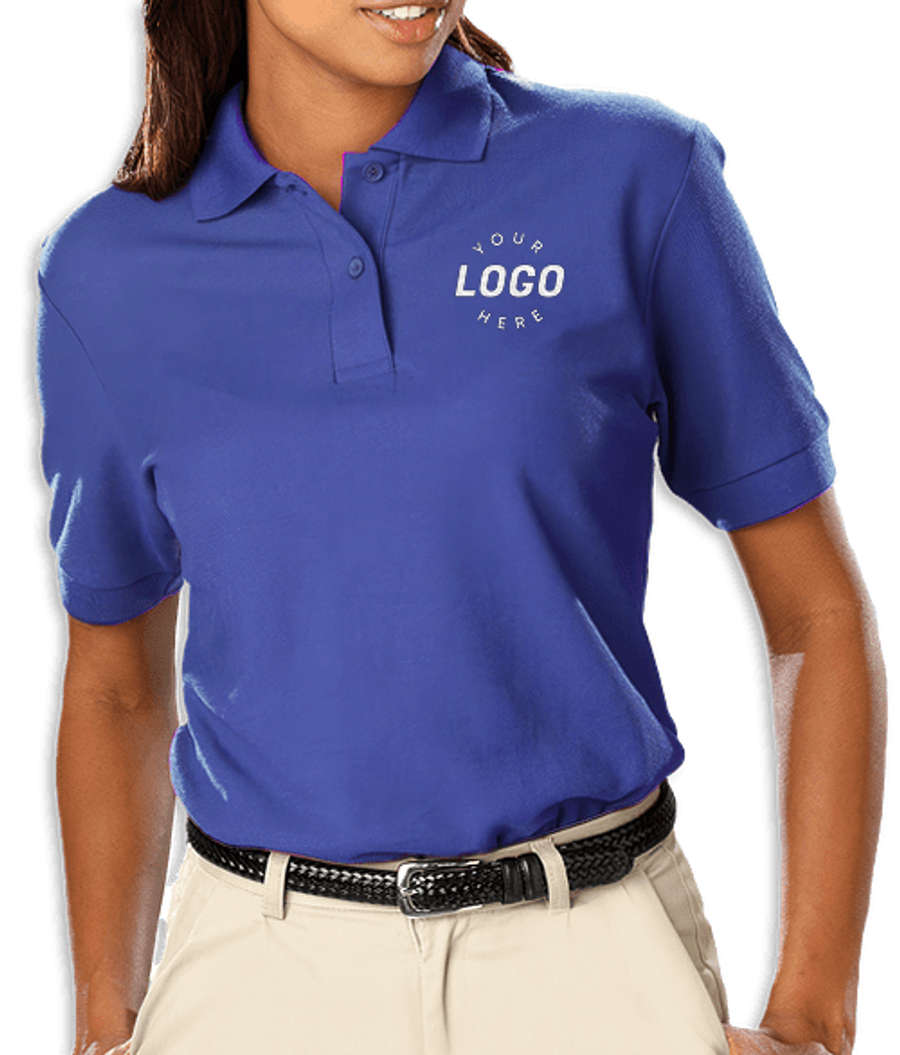 Blue Generation Women's Soft Touch Pique Polo - Embroidered in French Blue