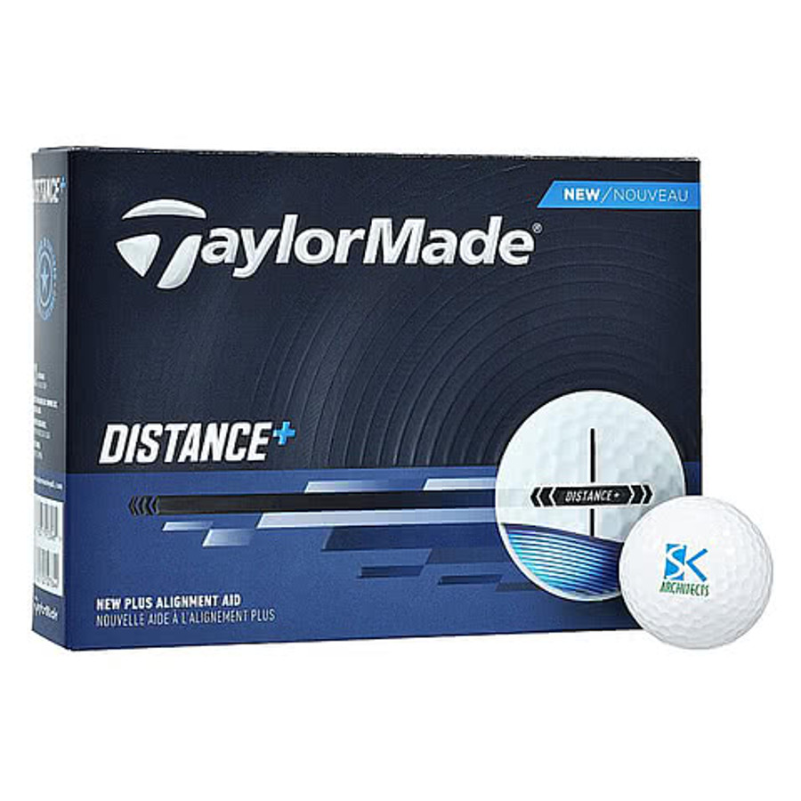 Full Color TaylorMade Distance+ Golf Balls (Box of 12) in White