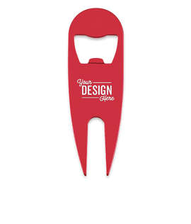 Laser Engraved Golf Divot Tool With Bottle Opener - Color: Red