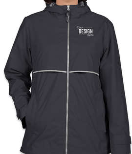 Charles River Women's New Englander Hooded Rain Jacket - Color: True Navy / Reflective