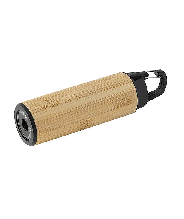 Laser Engraved Bamboo Flashlight with Carabiner