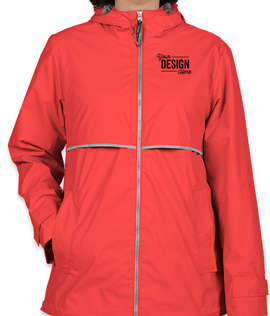 Charles River Women's New Englander Hooded Rain Jacket - Color: Red / Reflective