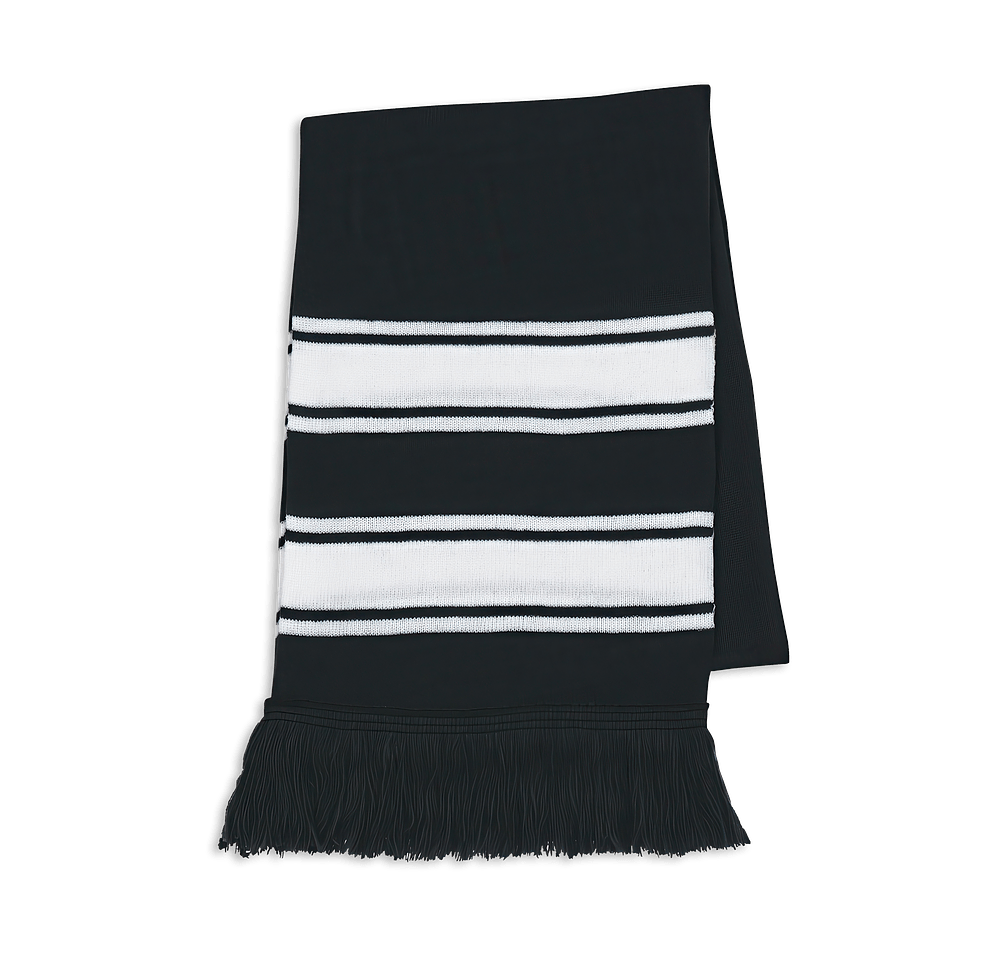 Two-Tone Knit Scarf with Fringe-default