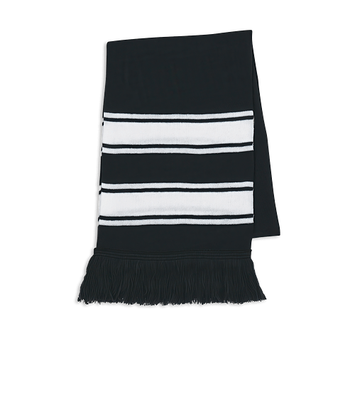 Two-Tone Knit Scarf with Fringe in Black