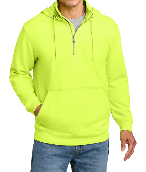 Corner Stone Tough Fleece Hooded Quarter Zip Sweatshirt in Bright Yellow