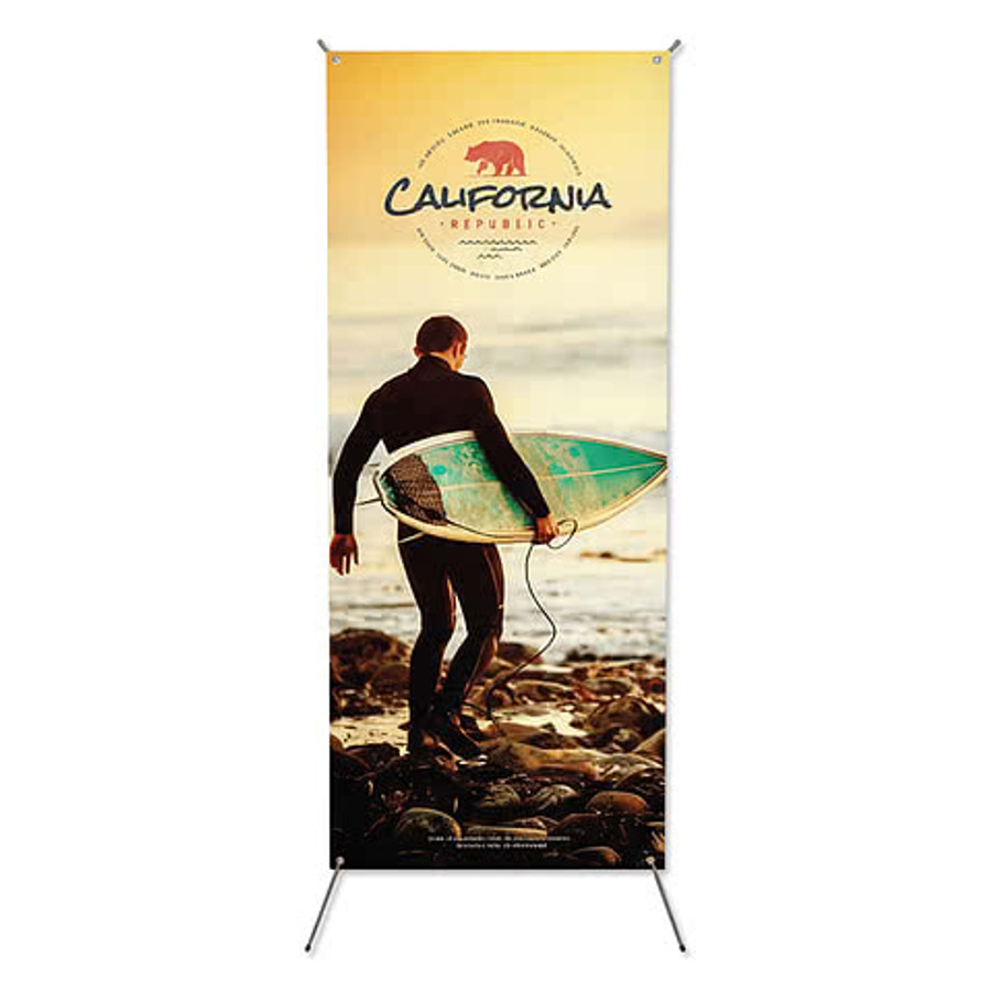 Full Color 24" x 70" Tripod Banner Display Kit in White