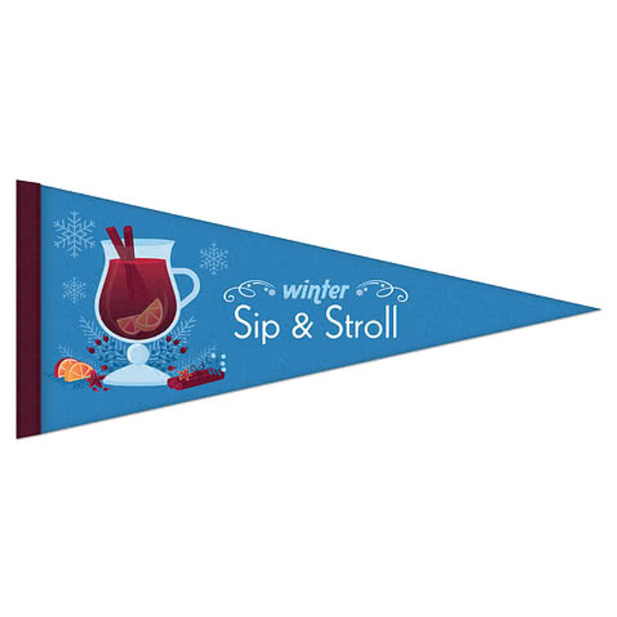 Full Color 8" x 18" Rigid Felt Pennant in White