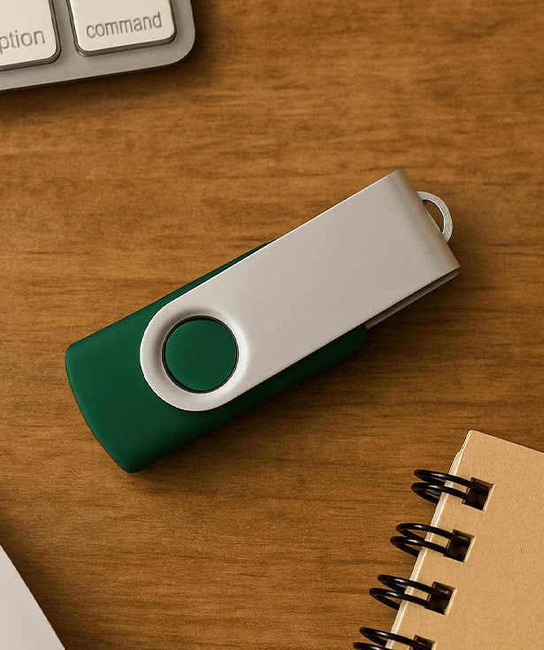 Full Color Silver Swivel USB Flash Drive 16GB