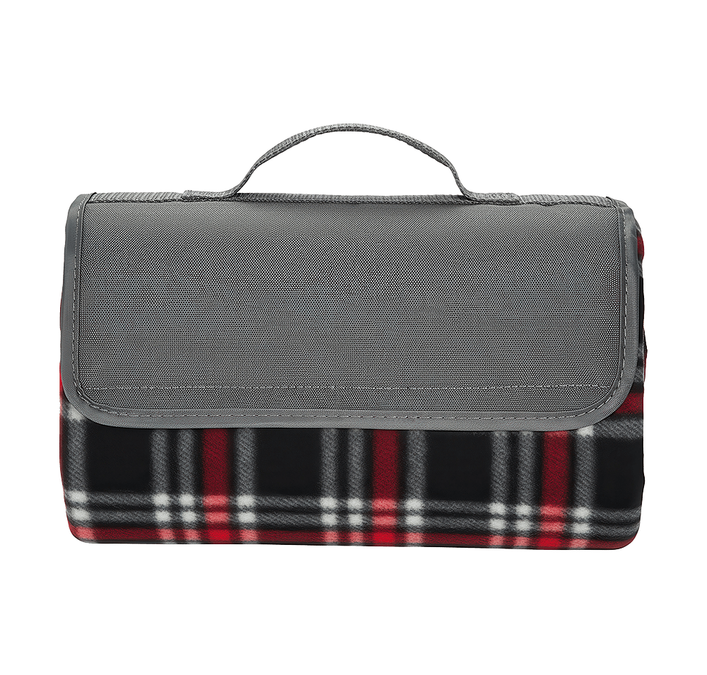 Full Color Plaid Barrel Fleece Roll-Up Picnic Blanket-default