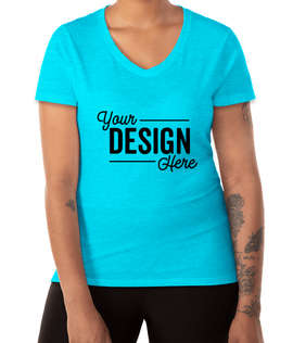 Hanes Women's Perfect-T Tri-Blend V-Neck T-shirt - Color: Turquoise Triblend