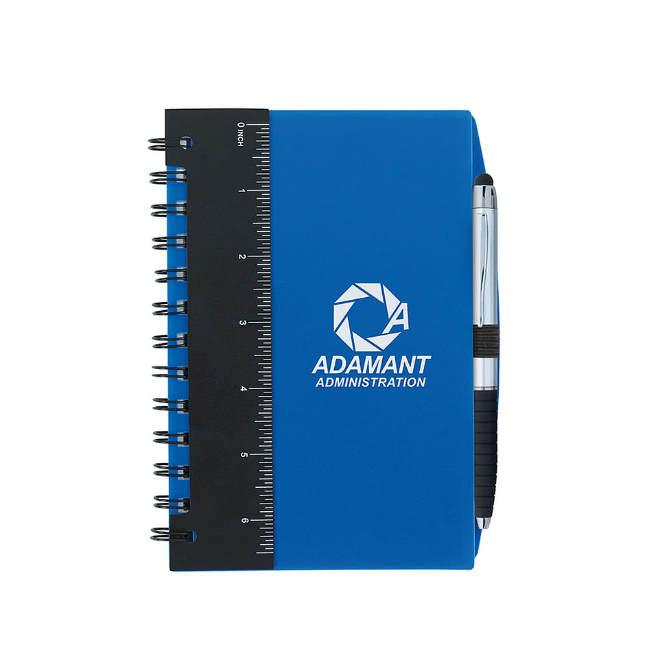 Ruler Notebook with Sticky Flags and Stylus Pen
