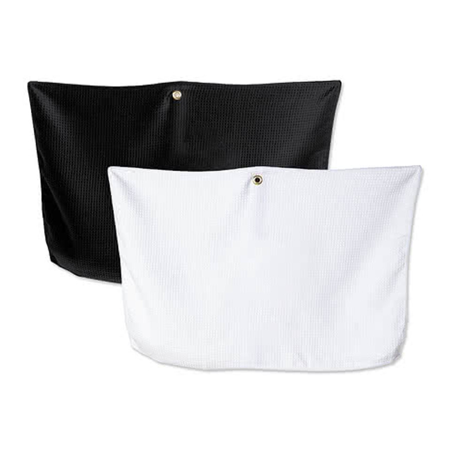 Grommeted Waffle Microfiber Golf Towel in White