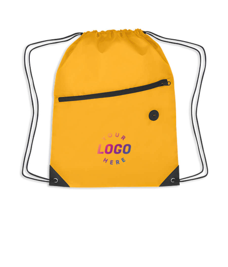 Full Color Sports Pack Zippered Drawstring Bag in Athletic Gold