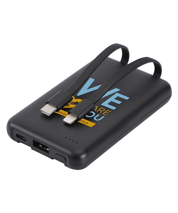 Guild 5,000 mAh UL-Listed Power Bank with Built-in Cables