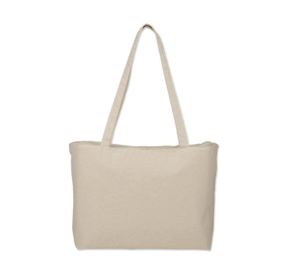 Large Cotton Canvas Zippered Shopper Tote Bag-default