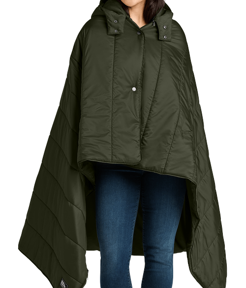 Eddie Bauer Puffy Camp Poncho in Olive Green