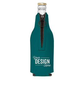 Foldable Foam Zipper Bottle Cooler - Color: Turquoise