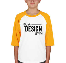 Sport-Tek Youth Raglan T-shirt - Color: White / Gold