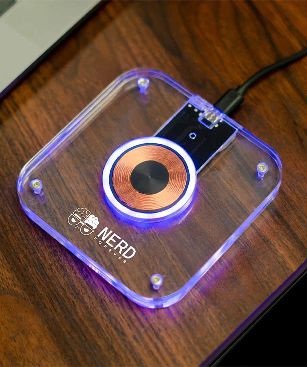 Laser Engraved LoFi Light Up Acrylic 15W Wireless Charging Pad