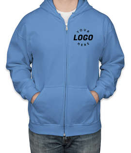 Gildan Midweight Zip Hoodie - Screen Printed - Color: Carolina Blue