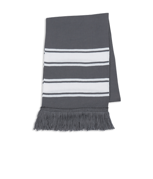 Two-Tone Knit Scarf with Fringe in Gray