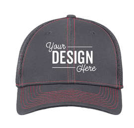 New Era 39THIRTY Contrast Stitch Stretch Fit Mesh Hat - Color: Graphite / Red