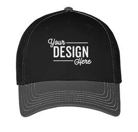 Otto Cap Low Profile Two-Tone Trucker Hat - Color: Charcoal Gray / Black / Black