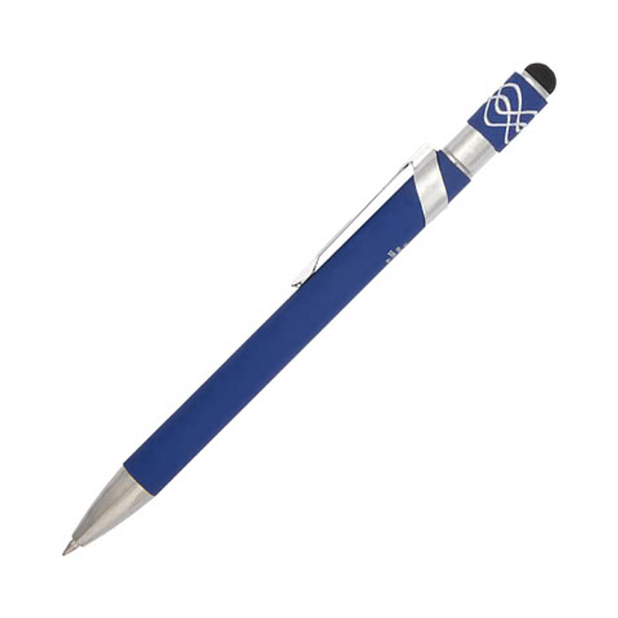 Full Color Simple Fidget Recycled Gel Stylus Pen (black ink) in Black