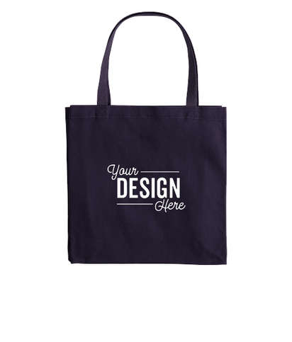 Large Gusseted Midweight 100% Cotton Canvas Tote Bag - Navy