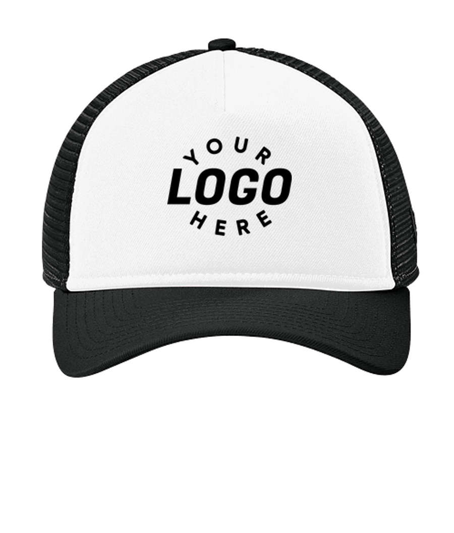 New Era A-Frame Five-Panel Snapback Trucker Hat - Printed in Flag White/Black/Black