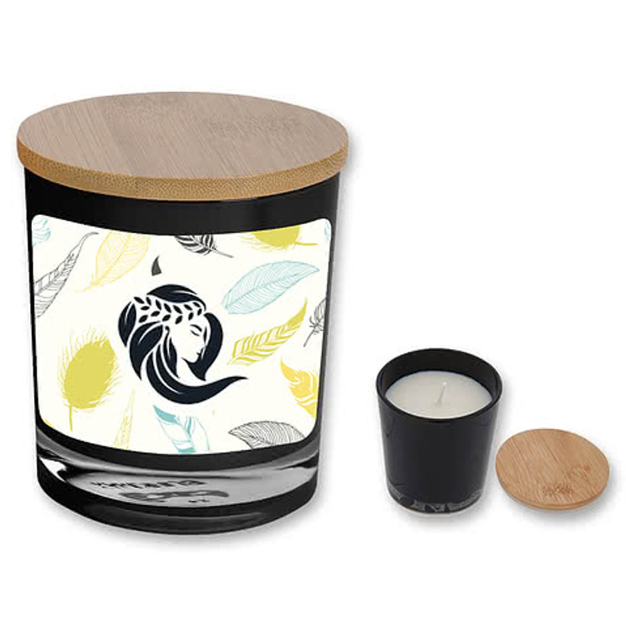 Bamboo Soy Candle With Full Color Label in WHITE