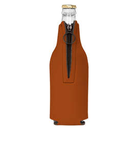 Foldable Foam Zipper Bottle Cooler - Color: Light Brown