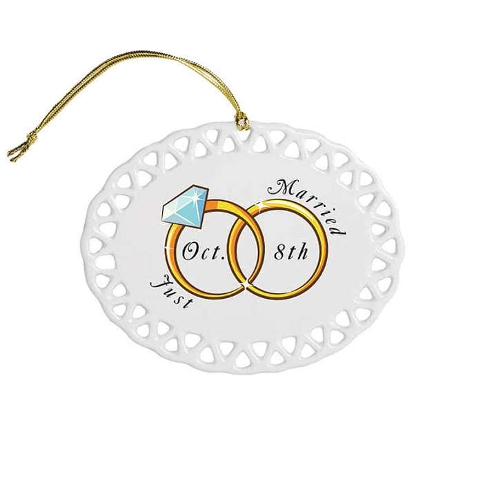 Full Color Horizontal Oval Doily Ceramic Ornament