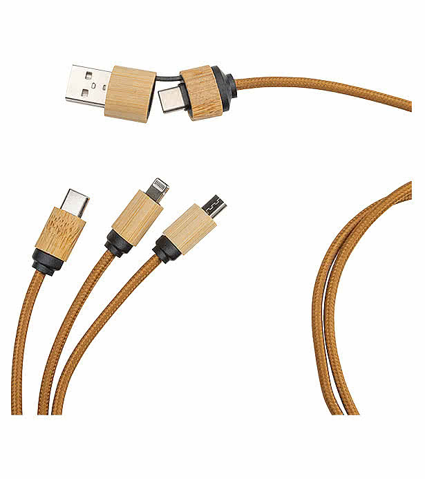 Ballmer Bamboo Light-Up Multi-Charge Cable