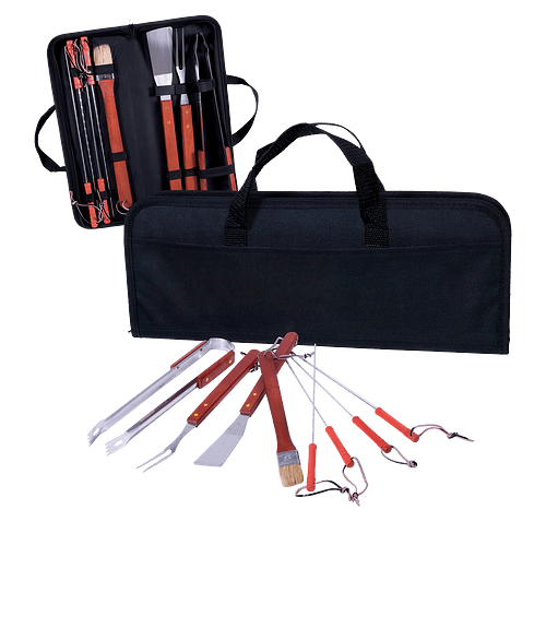8-Piece BBQ Set with Zippered Case in BLACK