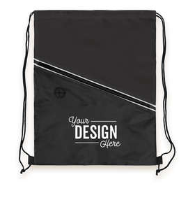 Contrast Zipper Drawstring Bag - Color: Black