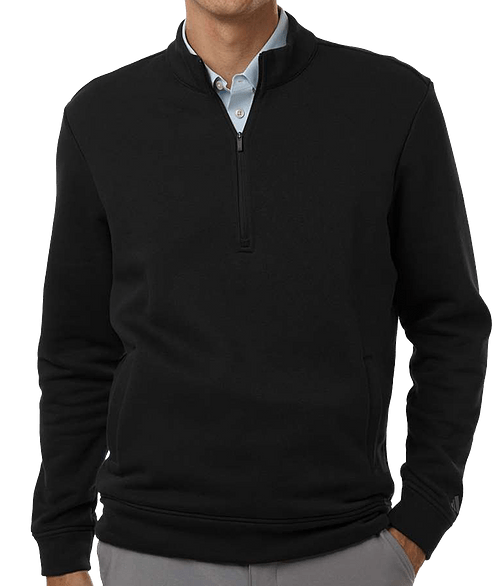 Adidas Elevated Fleece Recycled Performance Quarter-Zip Pullover in Black