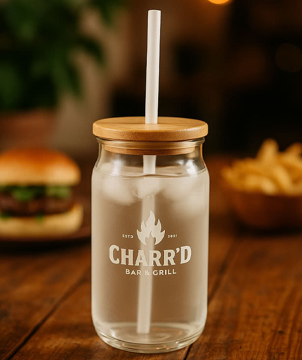 17 oz. Lime Glass Soda Can with Bamboo Lid