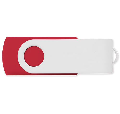 Full Color White Matte Swivel USB Flash Drive 4GB in Red