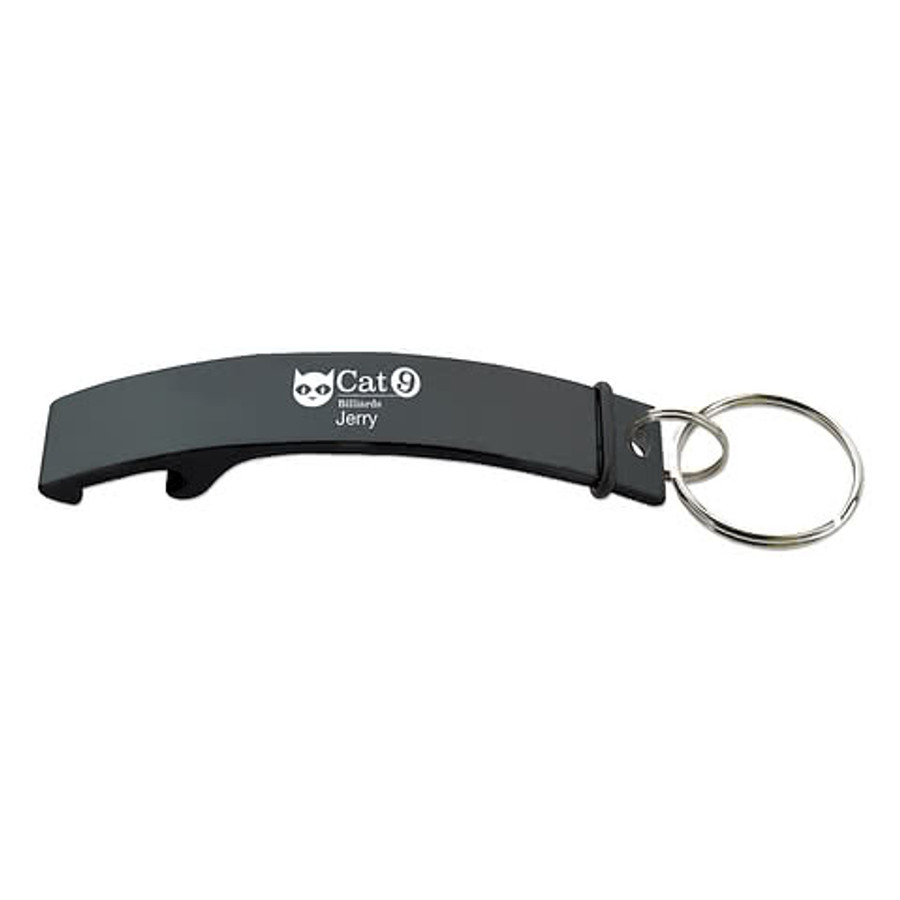 Laser Engraved Curve Aluminum Bottle Opener in Black