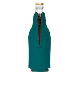 Foldable Foam Zipper Bottle Cooler - Color: Turquoise