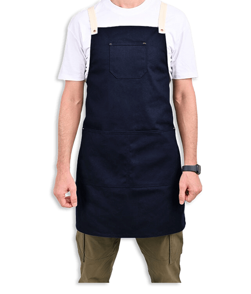 La Cuisine Full Length Three-Pocket Prep Apron in Navy