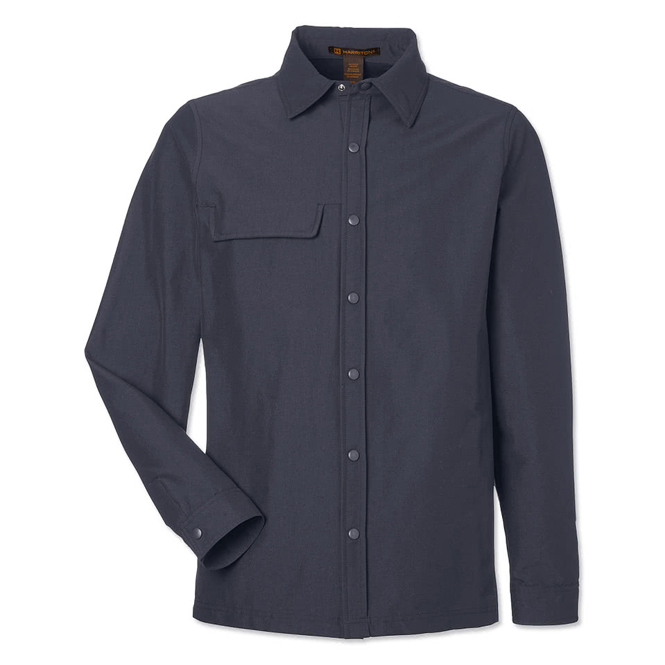 Harriton Flex Twill Long Sleeve Overshirt - Embroidered