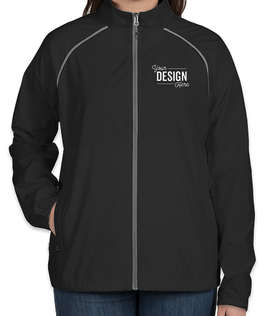 Elevate Women's Egmont Packable Contrast Zipper Windbreaker - Color: Black / Steel Grey
